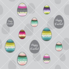 Abstract vector seamless background with colored Easter eggs.
