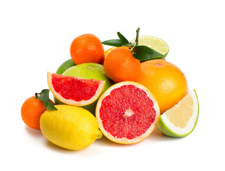 citrus fruits isolated on white background