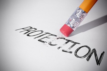 Pencil erasing the word Protection
