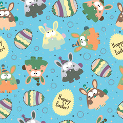 Abstract easter vector seamless background with colored eggs.