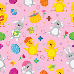 Abstract  easter vector seamless background with colored eggs.