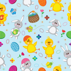 Abstract  easter vector seamless background with colored eggs.
