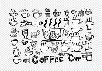 Coffee cup set hand drawing