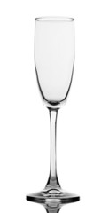 Empty champagne glass, isolated on white