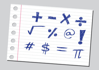 sketch numbers and mathematics symbols