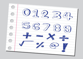 sketch numbers and mathematics symbols