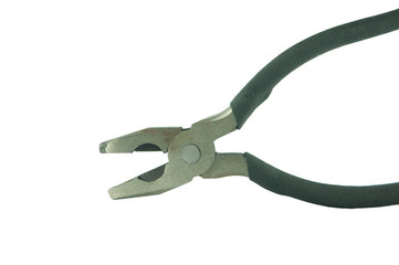 Open black pliers on white background