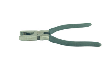 Open black pliers on white background