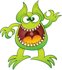 Fototapeta premium Odd monster laughing and making an OK gesture