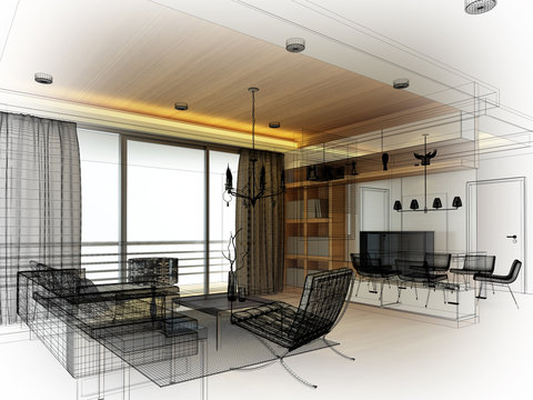 sketch design of interior living