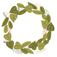 Naklejka premium Wreath of leaves and grasses