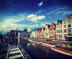 Obraz premium Ghent canal. Ghent, Belgium