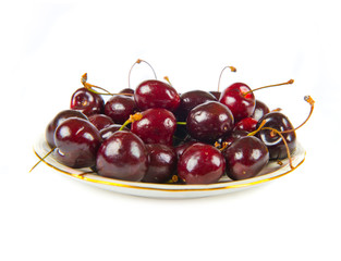 Group of cherries over isolated white background