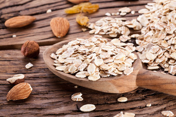 Rolled oats and nuts.