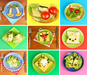 Obrazy na Plexi  Kolaż zabawnych potraw dla dzieci