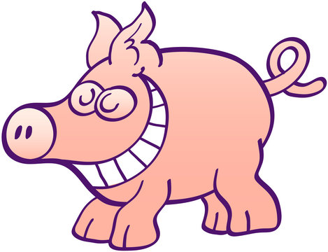 Funny piggy grinning and having fun