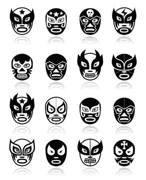 Lucha libre, luchador mexican wrestling black masks icons