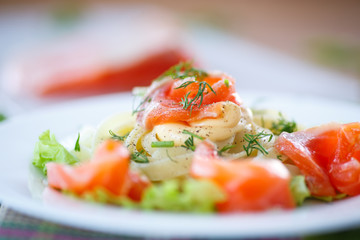vermicelli with salted salmon and sauce