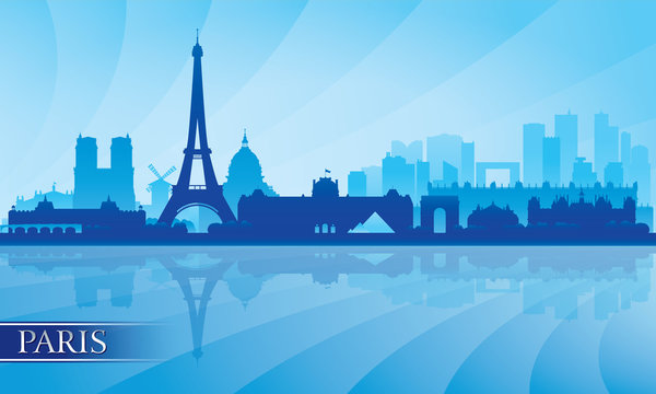 Paris City Skyline Silhouette Background