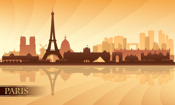 Paris city skyline silhouette background