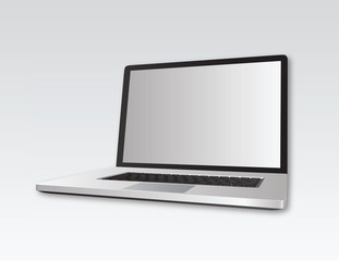 Open laptop on grey background