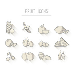 Various fruit icons in grey