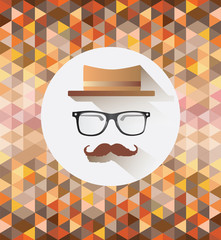Hipster accessories vector with pattern background