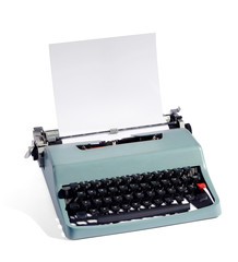 Old fashioned manual typewriter with blank paper