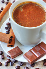 Coffee with chocolate and cinnamon
