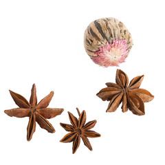 Aromatic flower green chinese tea and star anise