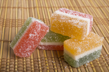 tower of colorful fruit jelly candy
