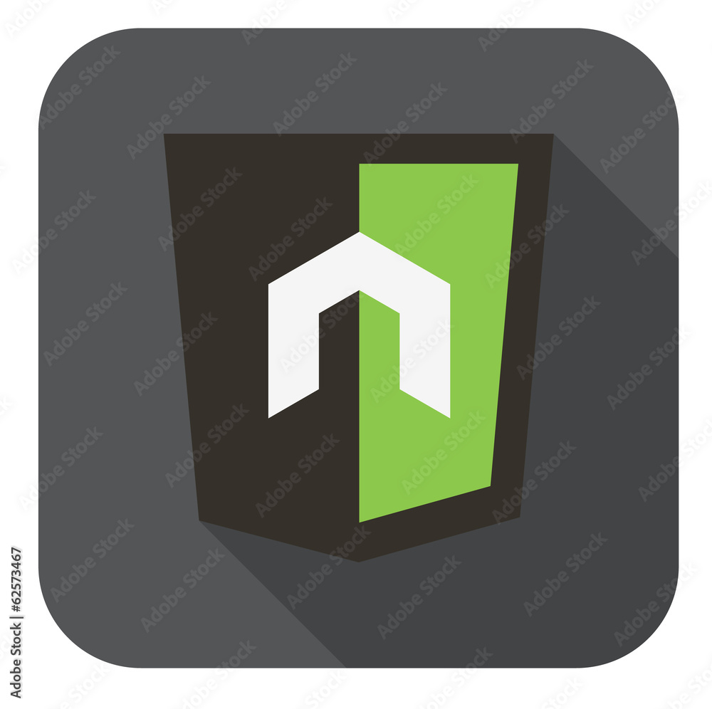 Poster vector round icon of n letter for node js framework - isolated f