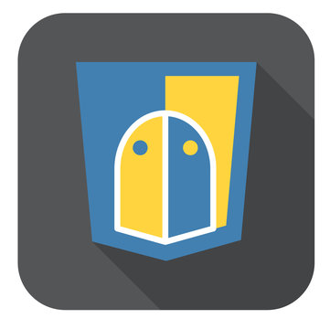 vector round icon - web shield with little snake for python prog