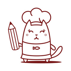 Character chef in a chef's hat line art