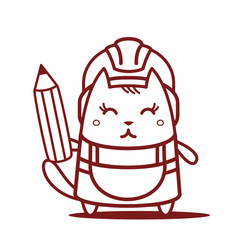 Character builder in helmet and working clothes line art