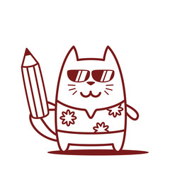 Character tourist wearing sunglasses and a shirt with flowers li