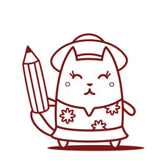 Character tourist wearing sunglasses, hat and a shirt with flowe