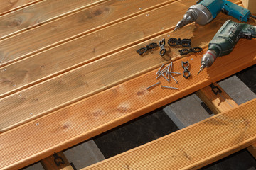 Constructing a wooden patio