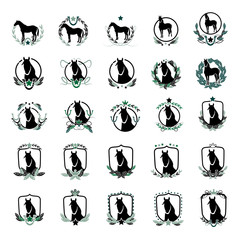Horse Icons Set - Isolated On White Background