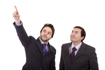 Two Businessman standing on a white background