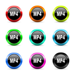 mp4 icon vector set