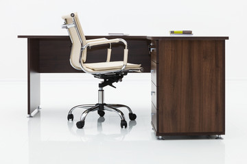 wood desk and chair