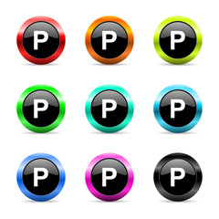 parking icon vector set