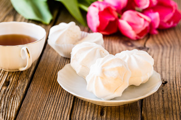 White marshmallow or zephyr dessert
