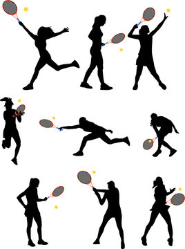 tennis players - vector
