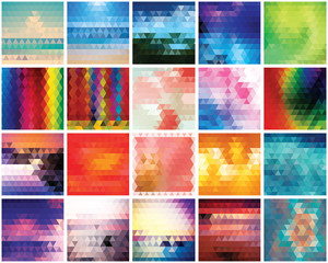 Collection of 20 abstract triangles backgrounds, pattern design