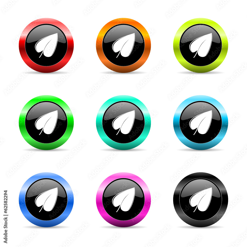 Poster leaf icon vector set