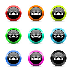 tram icon vector set