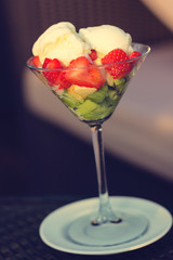 Fruits with ice-cream