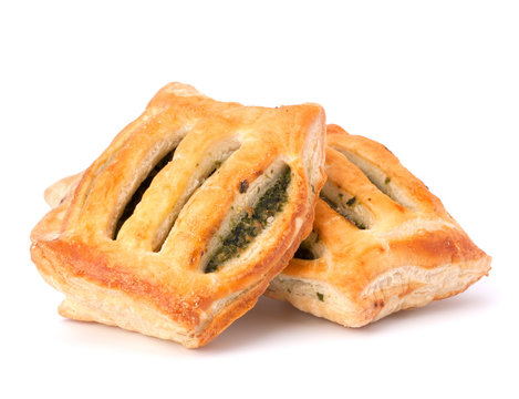 Puff pastry bun isolated on white background.